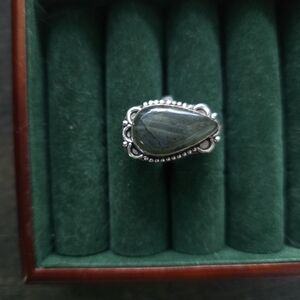 Elegant Labradorite Teardrop Ring